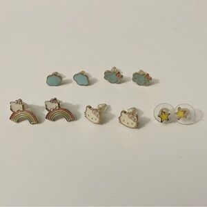 Lot of 5 Earrings Hello Kitty Clouds Stars